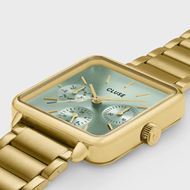 Foto de Reloj Cluse multifunción La Tétragone de acero, color verde salvia y dorado