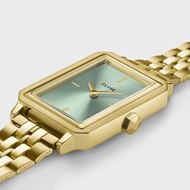 Foto de Reloj Cluse Fluette de acero, color verde salvia y dorado