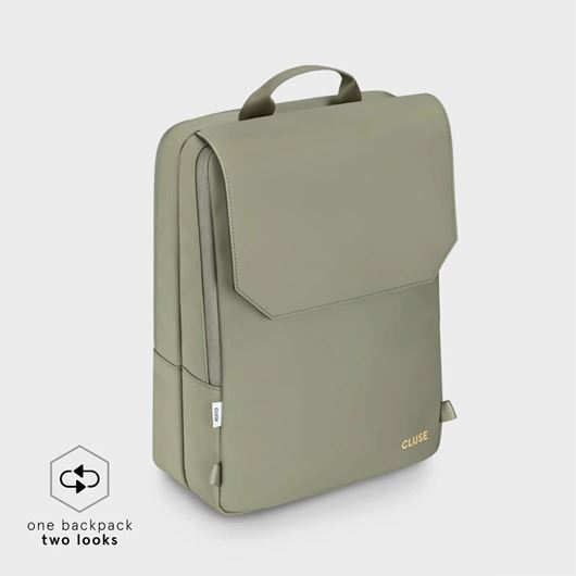 Foto de Mochila Cluse Le Réversible, color verde oliva claro y dorado
