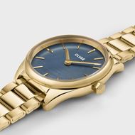 Foto de Reloj Cluse Féroce Mini de acero, color azul perla y dorado