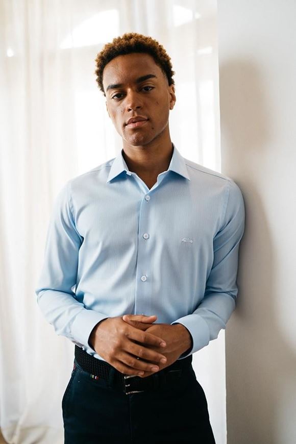 Foto de Camisa microestructura azul Regular Fit