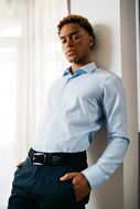 Foto de Camisa microestructura azul Regular Fit