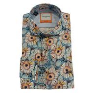 Foto de Camisa estampado flores pintura, algodón y lino, regular fit