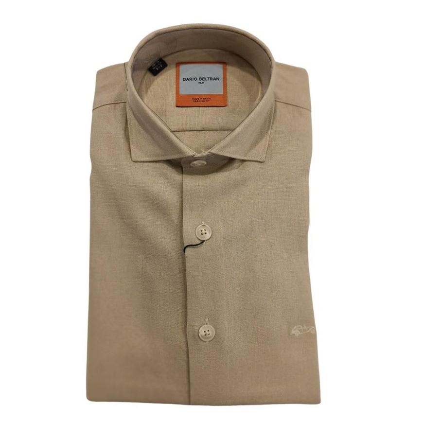 Foto de Camisa lino y viscosa beige regular fit