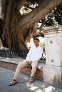 Foto de Camisa blanca microestructura cuello mao regular fit