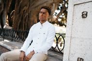 Foto de Camisa blanca microestructura cuello mao regular fit