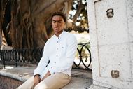 Foto de Camisa blanca microestructura cuello mao regular fit