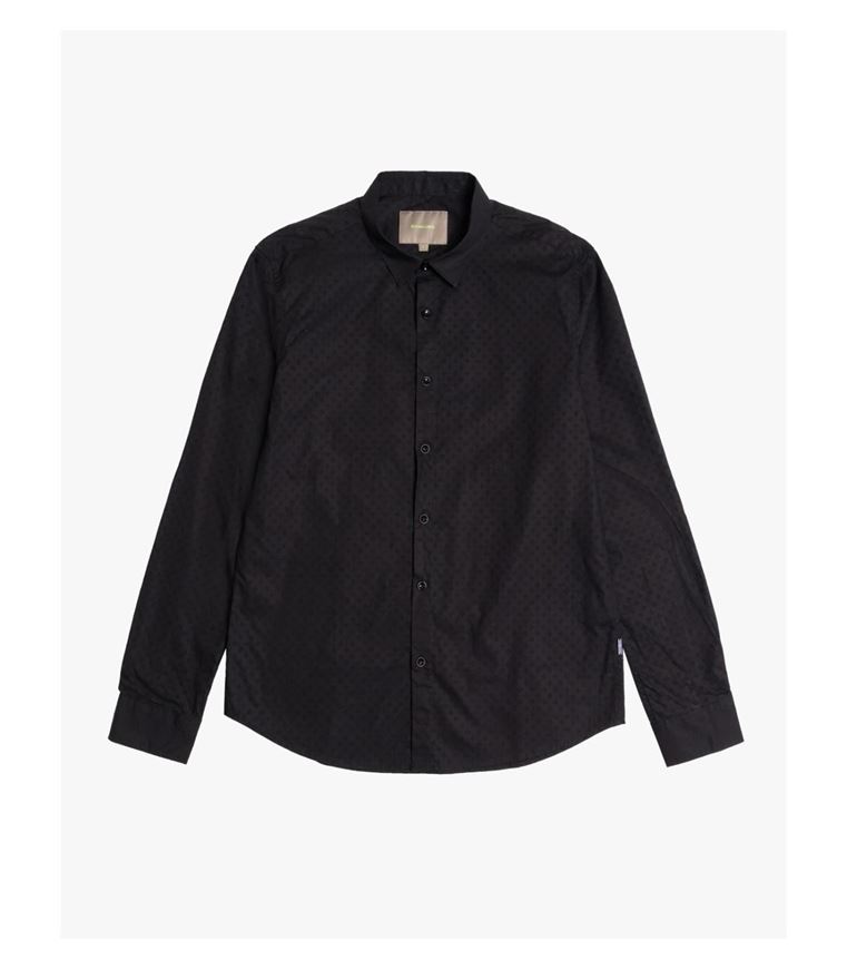 Foto de Camisa negra manga larga con microestampado perforado