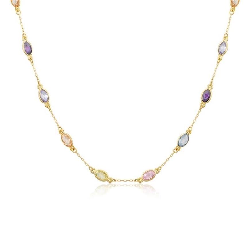 Picture of Gargantilla de oro amarillo 18kt y circonitas multicolor en talla oval