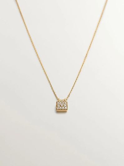 Foto de Colgante cubo de oro amarillo 18kt y circonitas blancas