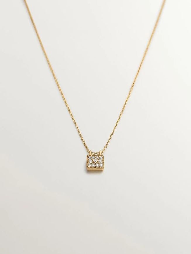 Foto de Colgante cubo de oro amarillo 18kt y circonitas blancas