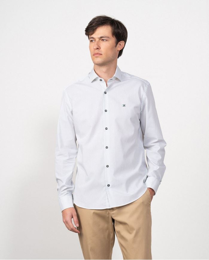 Foto de Camisa sport microestampado blanco y verde slim fit