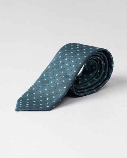 Picture of Corbata marrón brillo con estampado flores beige 