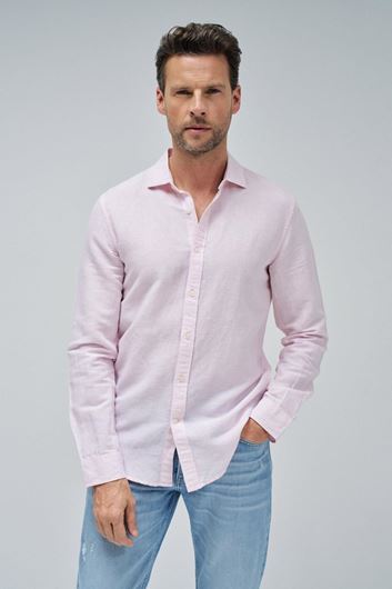 Foto de Camisa slim fit lino y algodón rosa claro
