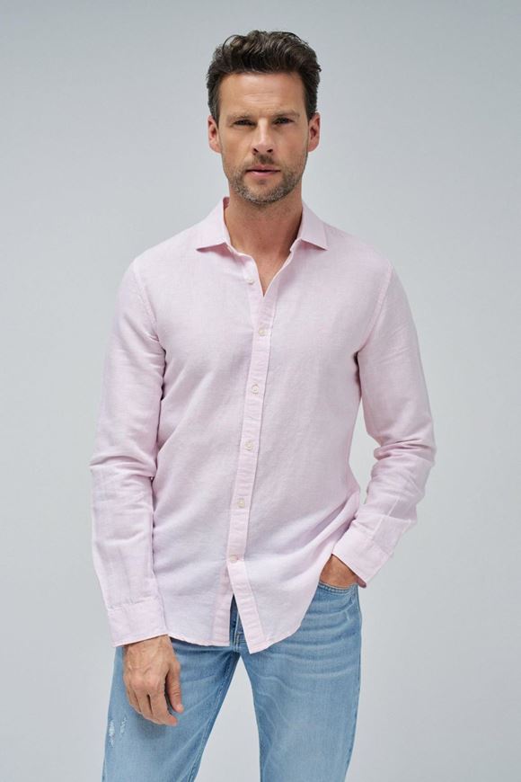 Foto de Camisa slim fit lino y algodón rosa claro