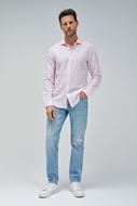 Foto de Camisa slim fit lino y algodón rosa claro
