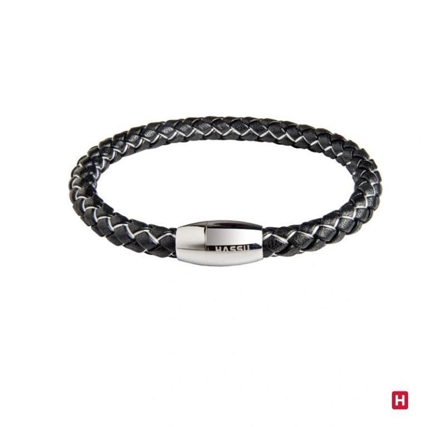 Foto de Pulsera de piel negro y acero