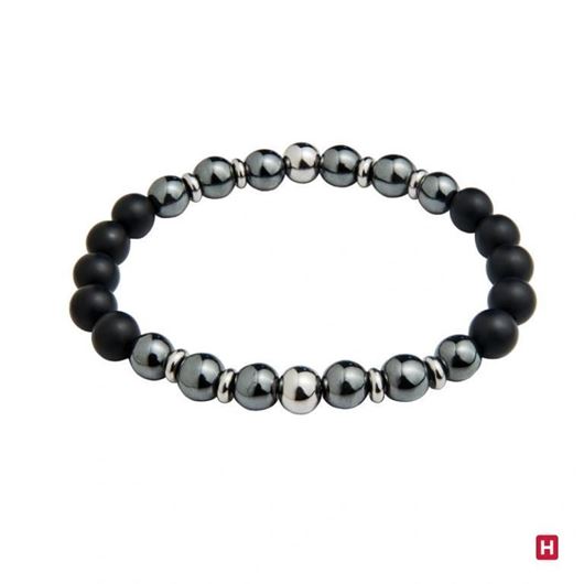 Picture of Pulsera Black stone en hematites y acero