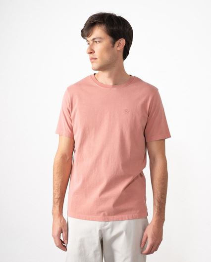 Foto de Camiseta en algodón tintado color rosa lavado