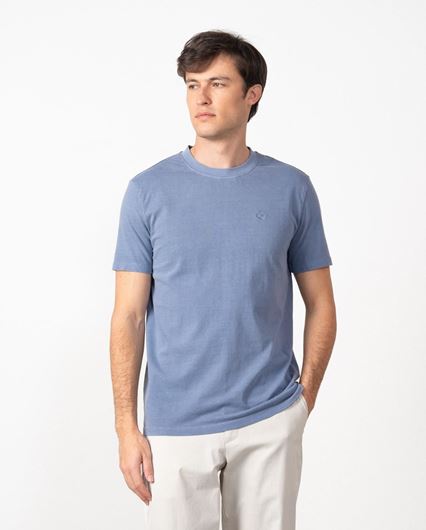 Foto de Camiseta en algodón tintado color azul lavado