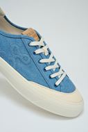 Foto de Zapatilla denim azul y cuero beige 