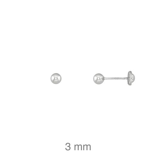 Foto de Pendientes dormilones bola oro blanco 18kt 3 mm
