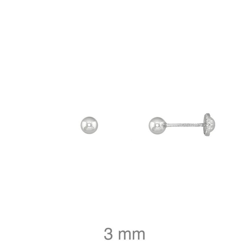 Picture of Pendientes dormilones bola oro blanco 18kt 3 mm