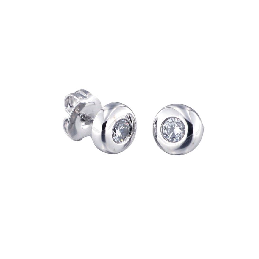 Foto de Pendientes dormilones oro blanco chaton circonita