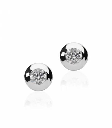 Foto de Pendientes dormilones oro blanco chaton circonita
