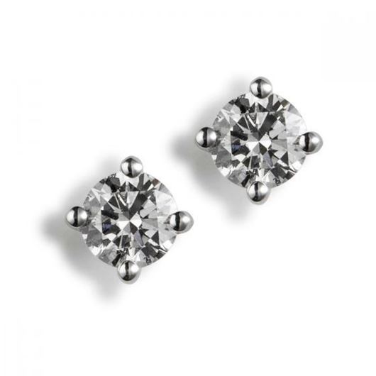 Foto de Pendientes dormilones oro blanco circonita 5 mm cuatro garras
