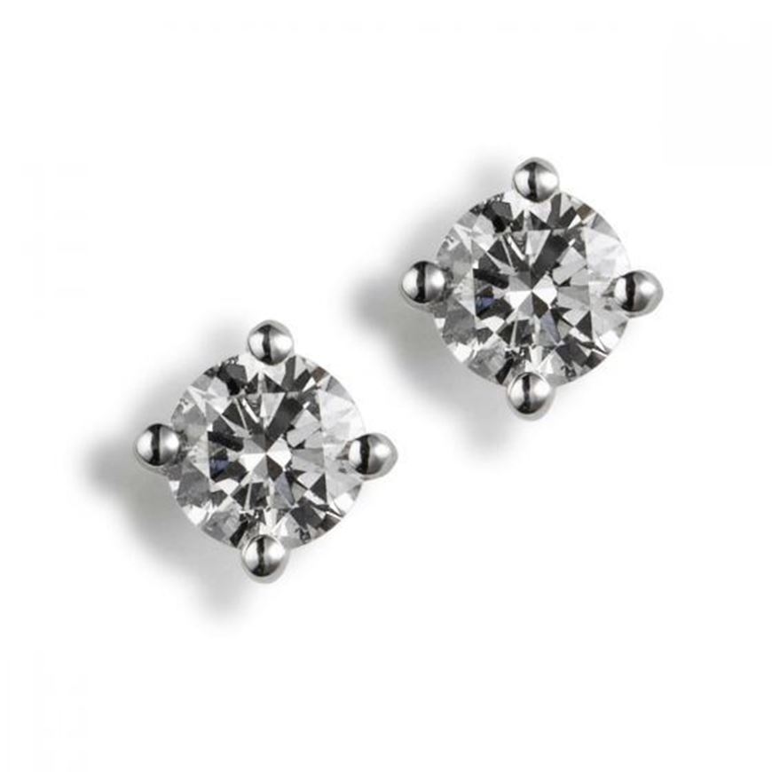 Picture of Pendientes dormilones oro blanco circonita 5 mm cuatro garras