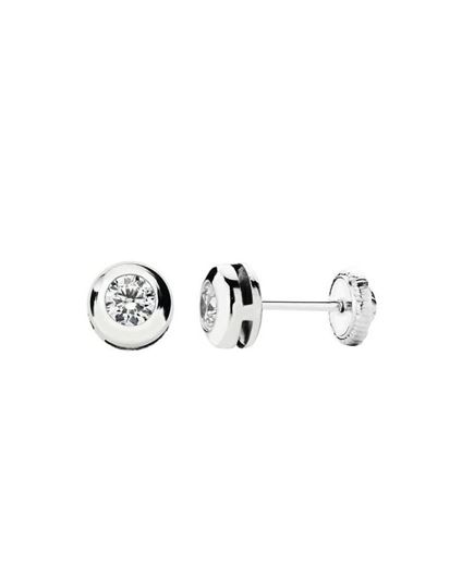 Foto de Pendientes dormilones oro blanco chatón circonita