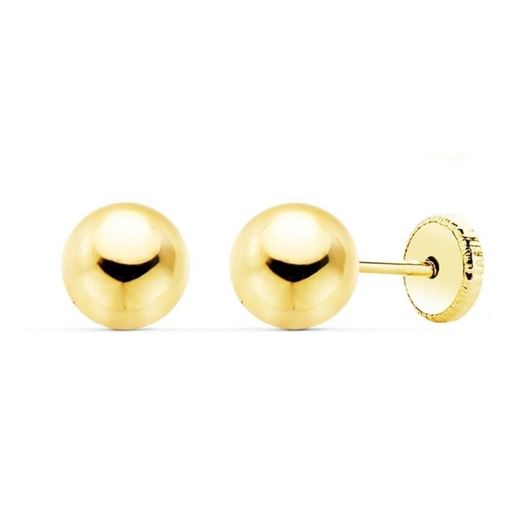 Foto de Pendientes dormilones bola oro amarillo 18kt 7 mm