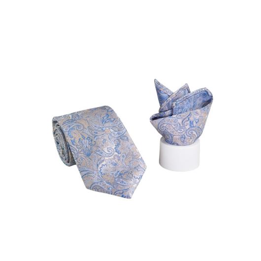 Picture of Corbata + pañuelo microfibra estampado en tonos azules