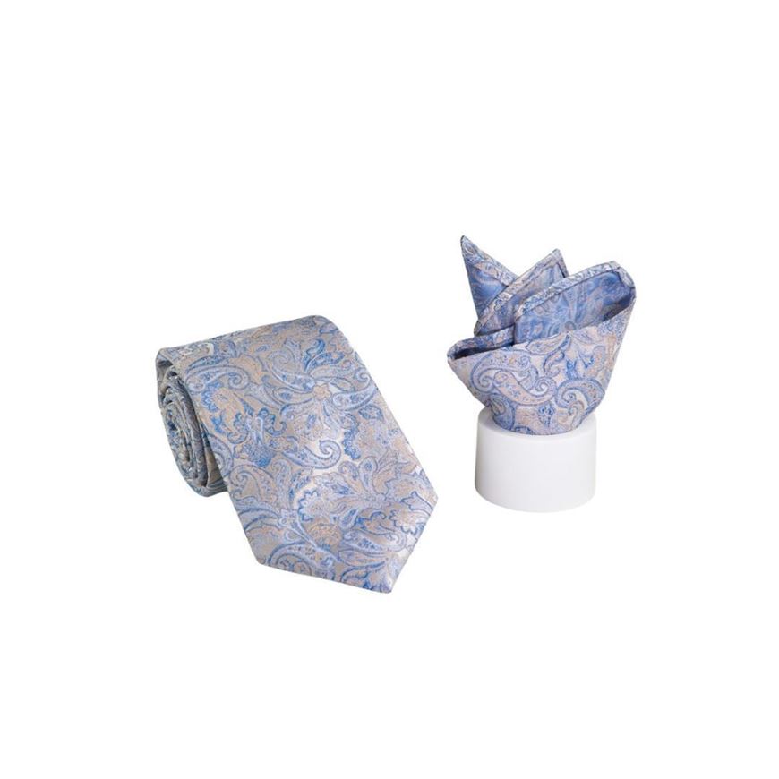 Foto de Corbata + pañuelo microfibra estampado en tonos azules