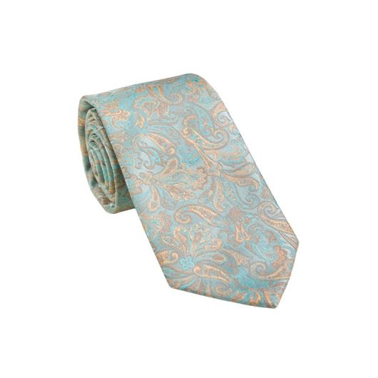 Foto de Corbata microfibra estampado paisley turquesa y melocoton