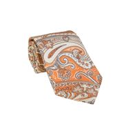 Foto de Corbata microfibra estampado paisley azul y melocotón