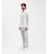 Foto de Pantalón vestir raya marinera blanco y azul lino