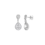 Foto de Pendientes plata rodio cristal blanco peras circonitas blancas