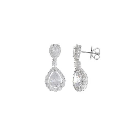 Foto de Pendientes plata rodio cristal blanco peras circonitas blancas