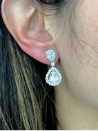 Foto de Pendientes plata rodio cristal blanco peras circonitas blancas