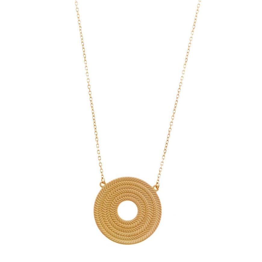 Foto de Collar plata baño oro circulo yute