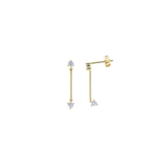 Foto de Pendientes plata baño dorado basrras dos circonitas