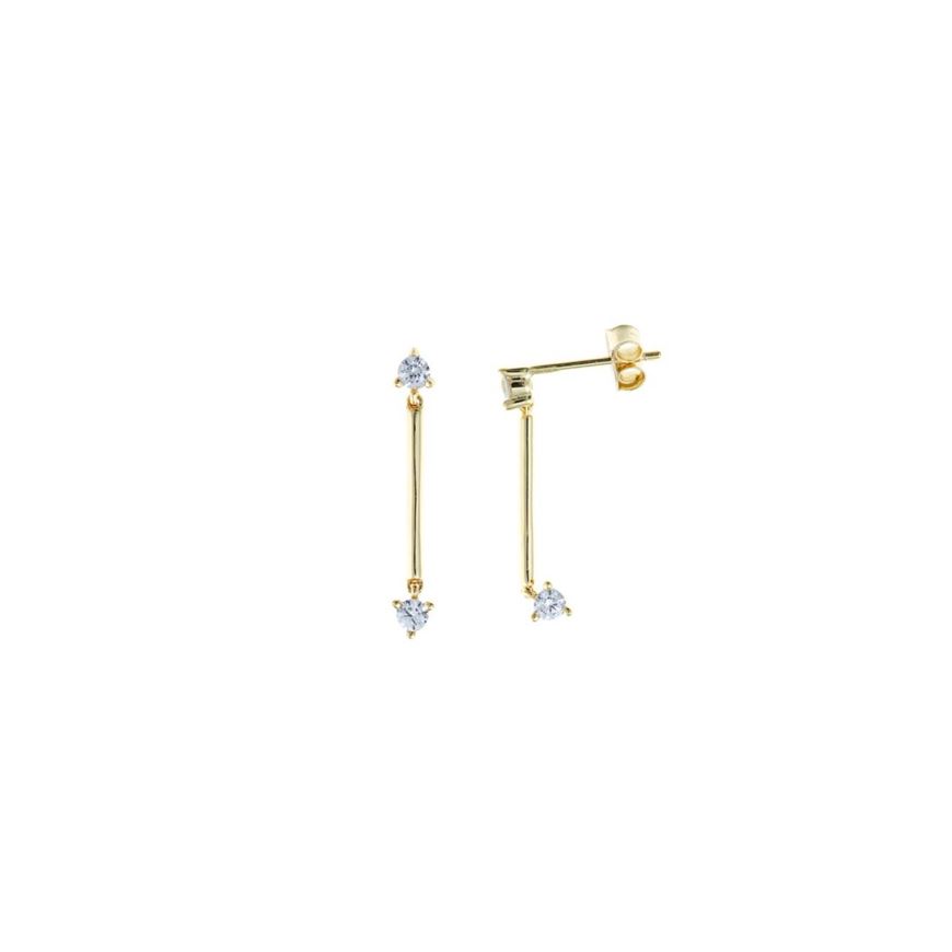 Foto de Pendientes plata baño dorado basrras dos circonitas