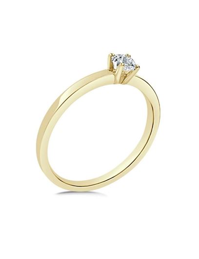Foto de Solitario en oro amarillo 18kt y 1 brillante 0,10ct, Color G, Pureza SI