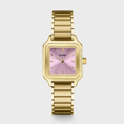 Foto de Reloj Cluse Gracieuse Petite de acero, color malva rosa y dorado.