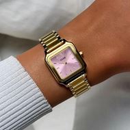 Foto de Reloj Cluse Gracieuse Petite de acero, color malva rosa y dorado.