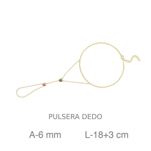 Foto de Pulsera dedo de plata con baño de oro y chatón circonitas color