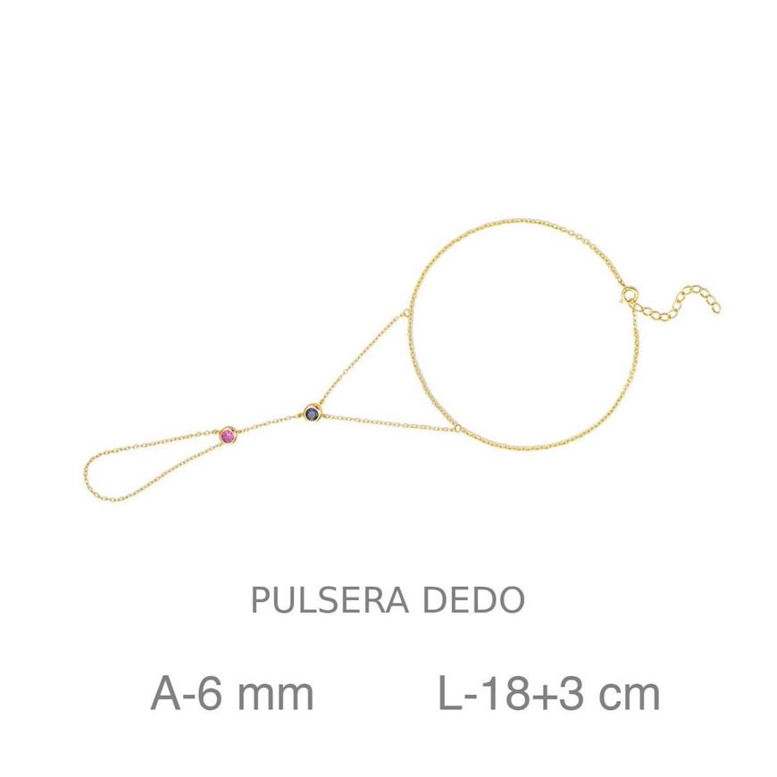 Foto de Pulsera dedo de plata con baño de oro y chatón circonitas color
