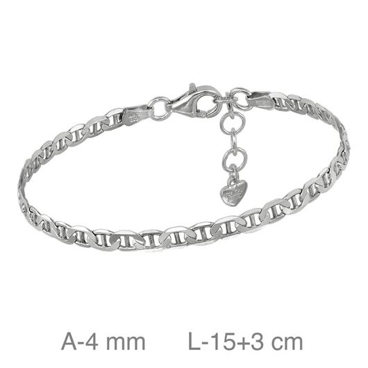 Foto de Pulsera eslabones de plata con baño de rodio